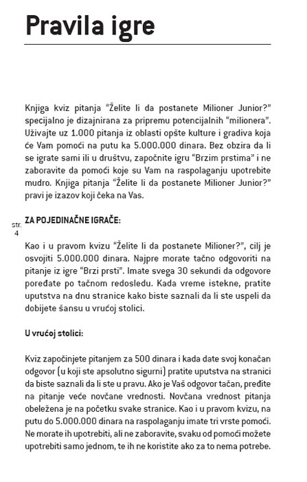 Želite Li Da Postanete Milioner Junior - detalj