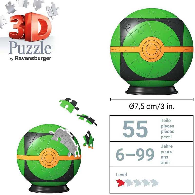 3D Puzzle slagalica Poke lopta Dusk Pokemon 54 dela Ravensburger 11626 - detalj