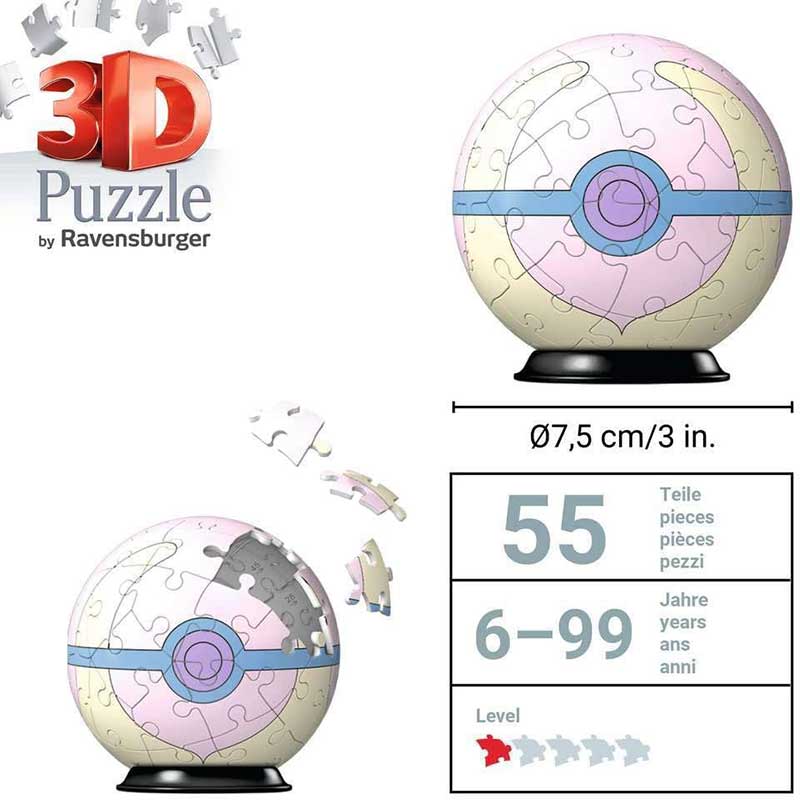 3D Puzzle slagalica Poke lopta Heal Pokemon 54 dela Ravensburger 11582 - detalj