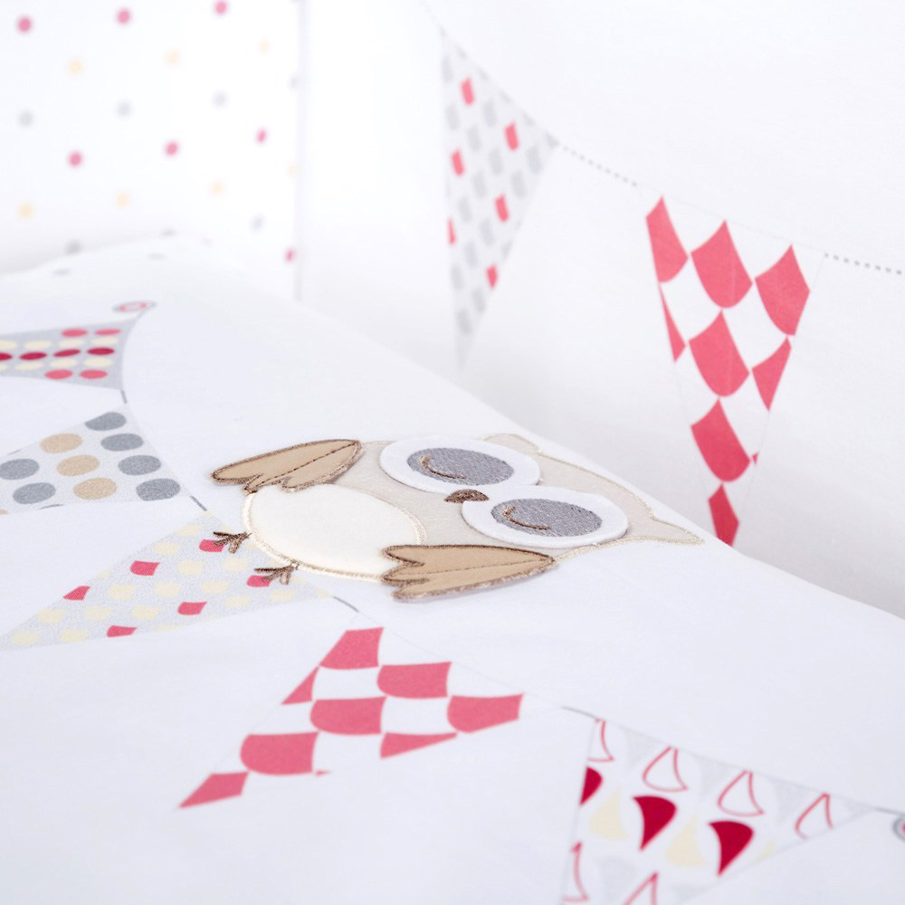 KLUPS Posteljina za bebe SET 5 delova NIGHT BIRDS Pink C-5/H237 - detalj