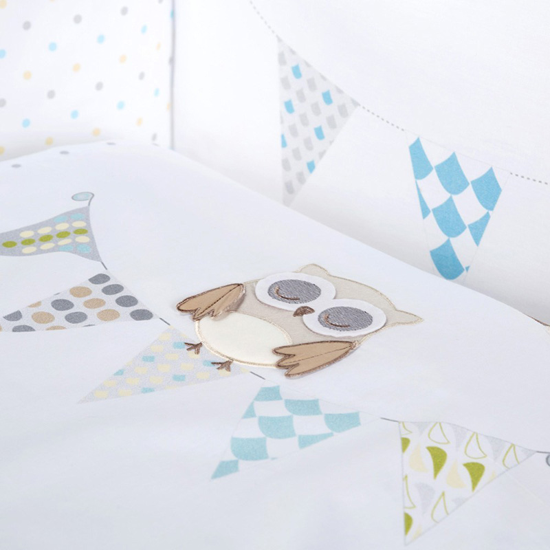 KLUPS Posteljina za bebe SET 5 delova NIGHT BIRDS Blue C-5/H238 - detalj
