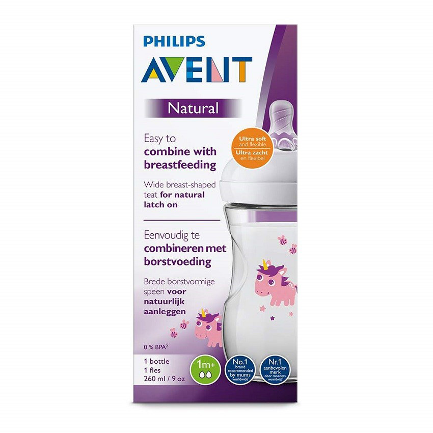 AVENT Flašica NATURAL 260ml UNICORN DESIGN 0081 SCF070/25 - detalj