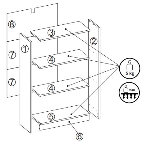 Polica za knjige Verona Boja hrasta - detalj