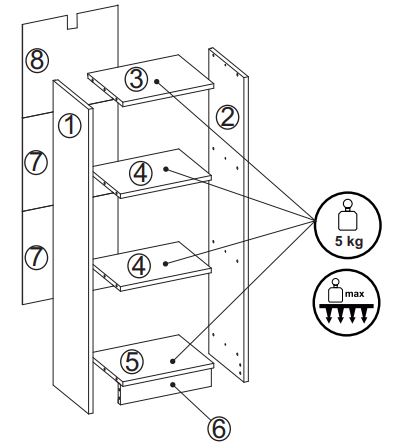 Polica za knjige Verona Narrow Boja hrasta - detalj