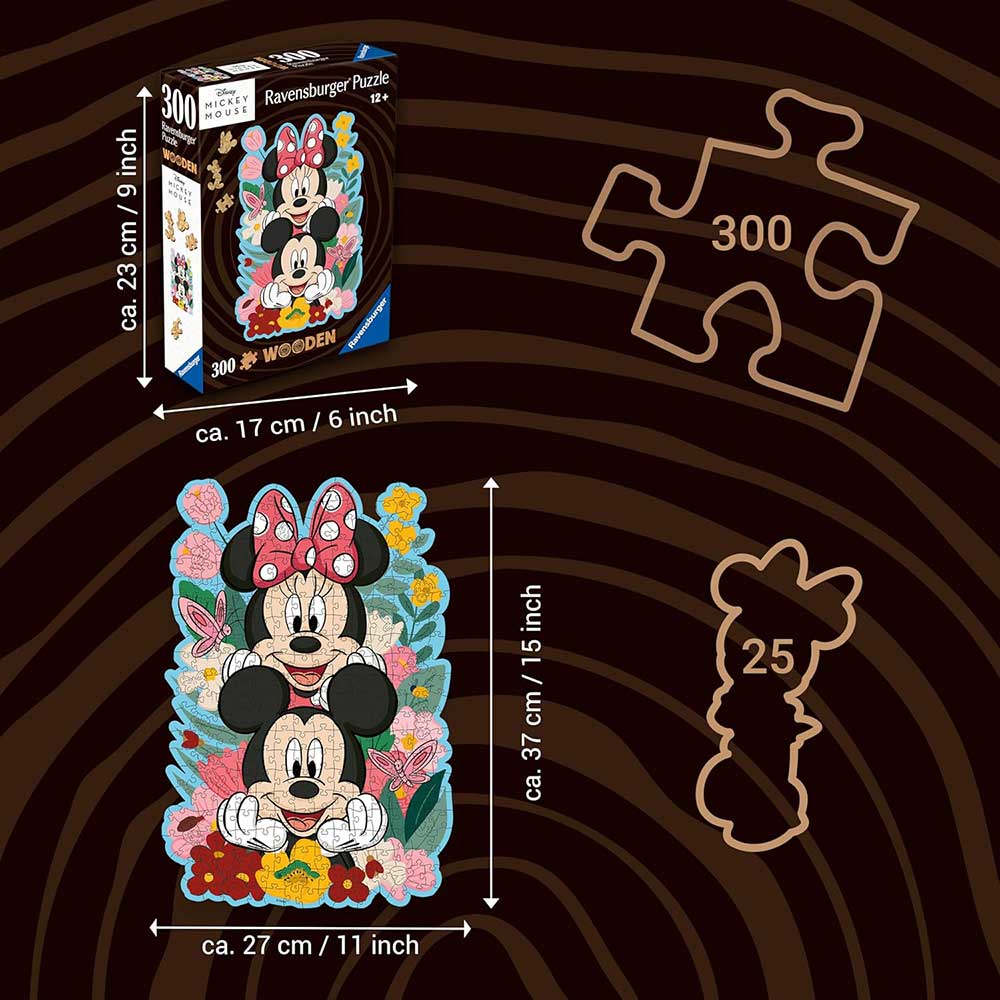 Drvene puzzle slagalica 300 delova Disney Mickey and Minnie Ravensburger 12000762 - detalj