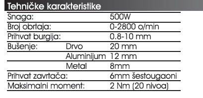 Specijalna bušilica WSB500C 71050100 - detalj