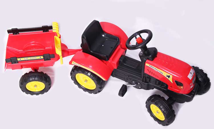 Dečiji Traktor sa prikolicom na pedale 01 Crveni Go 1005 - detalj