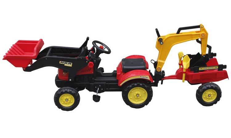 Dečiji Traktor sa prikolicom na pedale 09 Crveni Go 1005 - detalj