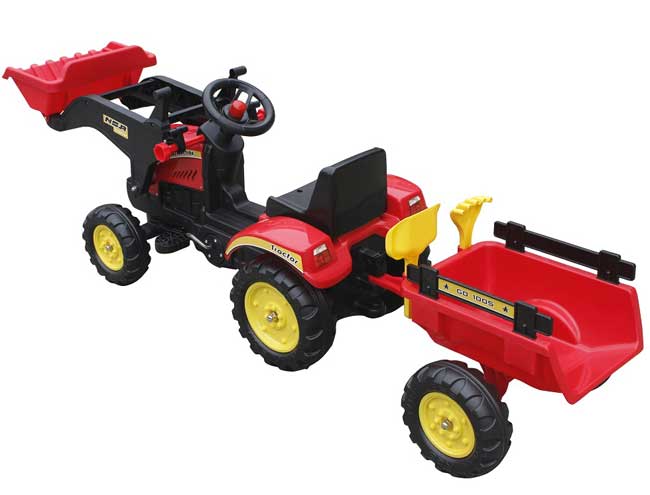 Dečiji Traktor sa prikolicom na pedale 05 Crveni Go 1005 - detalj