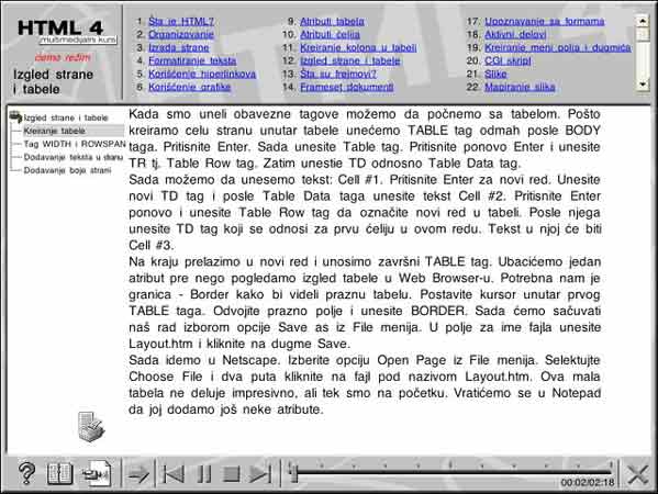 Multimedijalni kurs - HTML 4 - detalj