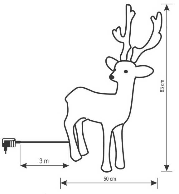 Veliki svetleći irvas s promenljivom bojom svetlosti 83cm KDA40 - detalj