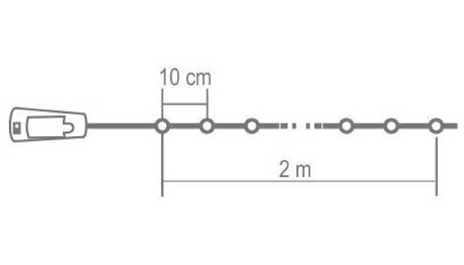 Dekorativne LED lampice na baterije Multicolor 20 LED MLD20/M - detalj