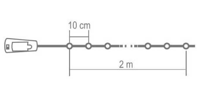Dekorativne LED lampice na baterije 20 LED MLD20/WW - detalj
