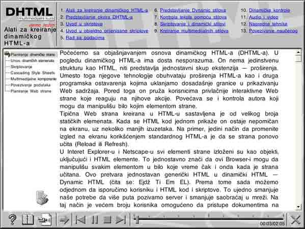 Multimedijalni kurs - Dynamic HTML - detalj