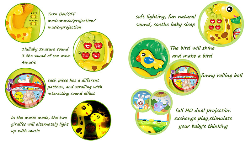 BEST LUCK 2 u 1 Projektor za bebe ŽIRAFA BE129421 - detalj