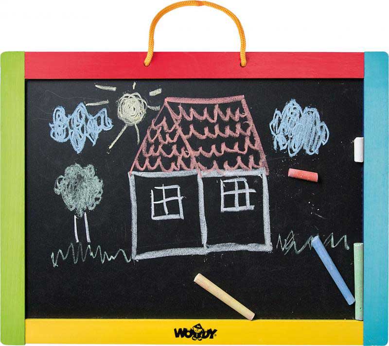 Magnetna dvostrana tabla za crtanje, sa kredama brojevima i slovima Woodyland 90637 - detalj