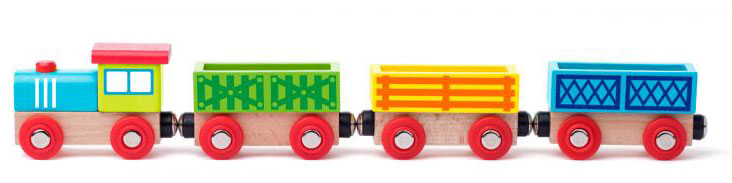 Drveni vozić sa prugom Zoo 60 delova 118cm Woodyland 93060 - detalj