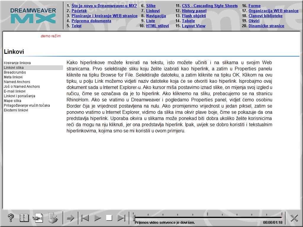 Multimedijalni kurs - Dreamweaver MX - detalj