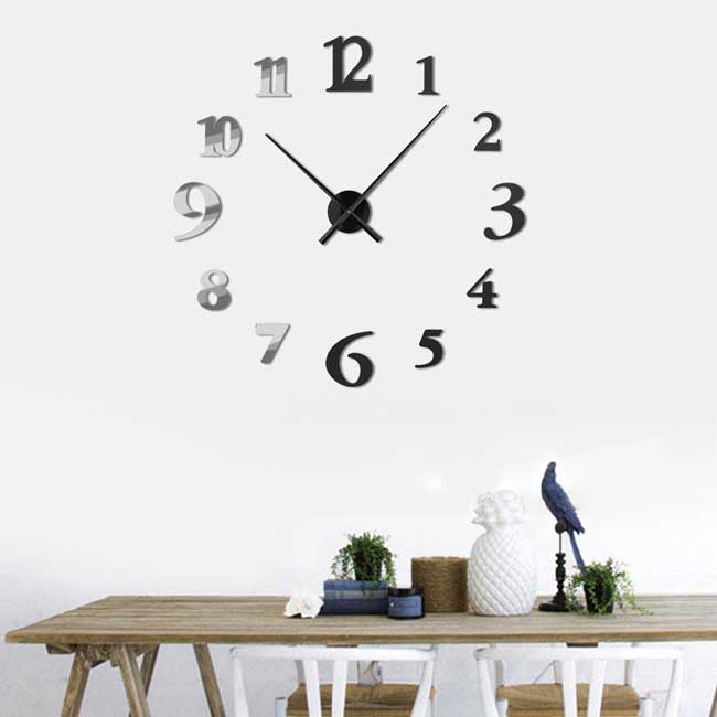 3D Veliki samolepljivi zidni sat T4345SB - detalj
