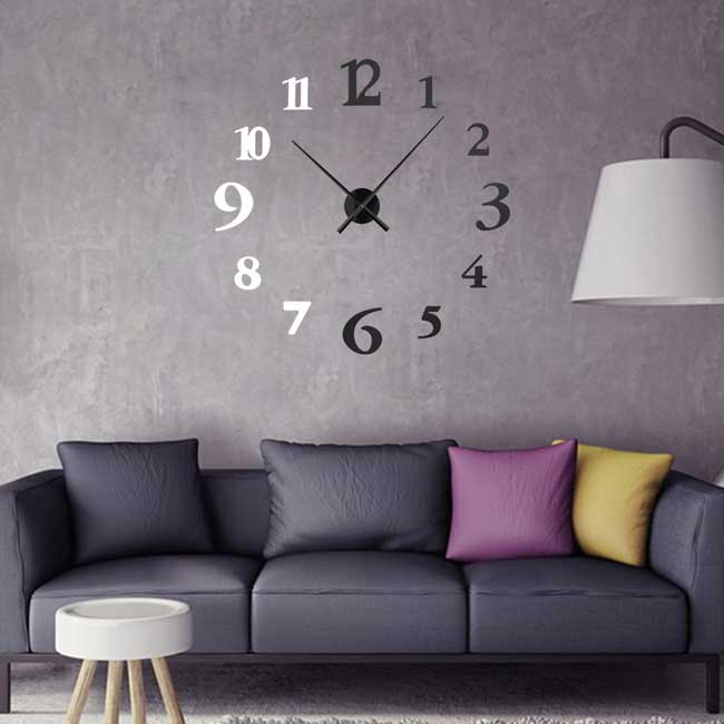 3D Veliki samolepljivi zidni sat T4345WB - detalj