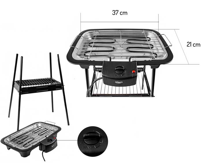 Električni roštilj sa nogarima Adler AD6602 - detalj