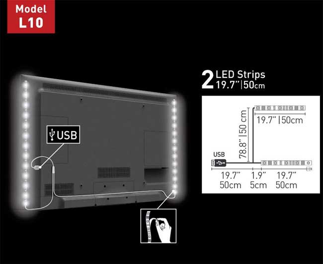 USB LED Ambijentalno osvetljenje za televizor Barkan L10 - detalj