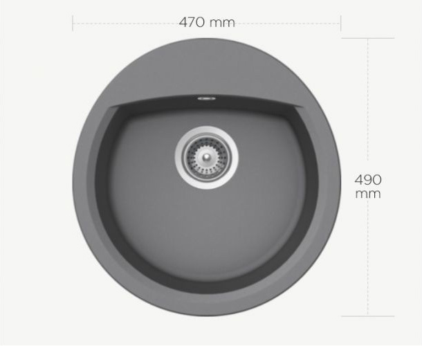 Formhaus granitna sudopera  Manhattan R - 100 siva - detalj