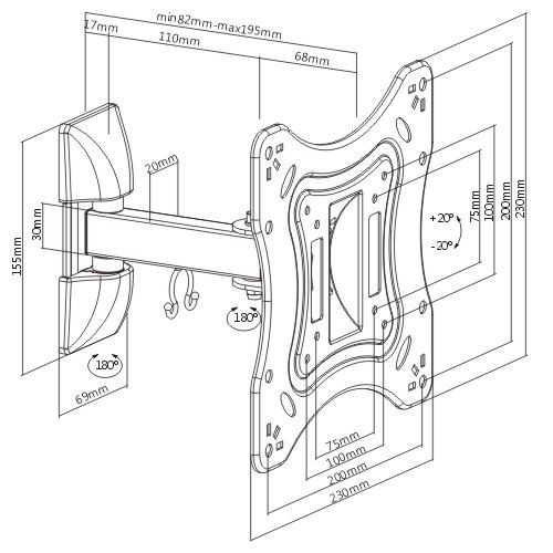 Zidni nosač za televizor dijagonale do 42 inča Kettz TVN-5902 - detalj