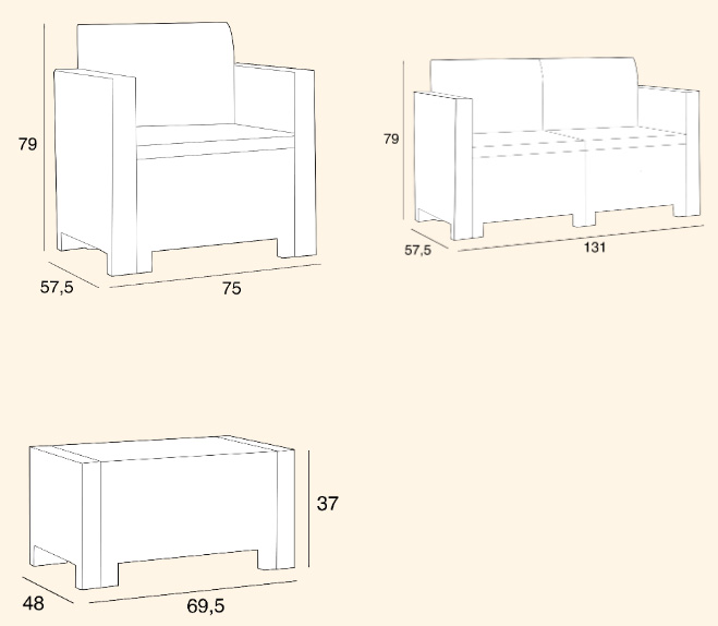 Baštenska Garnitura Nebraska 2 Tauper - Dvosed, 2 Fotelje i Sto - detalj