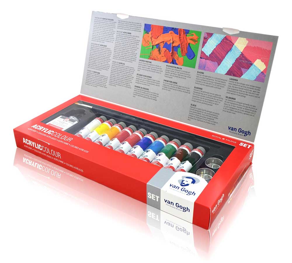 Akrilne boje Komplet 10x40ml sa priborom Van Gogh Royal Talens 699006 - detalj