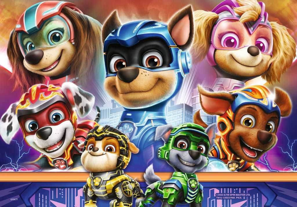 Puzzle za decu 2x12 delova Paw Patrol Mighty Movie Ravensburger 05721 - detalj