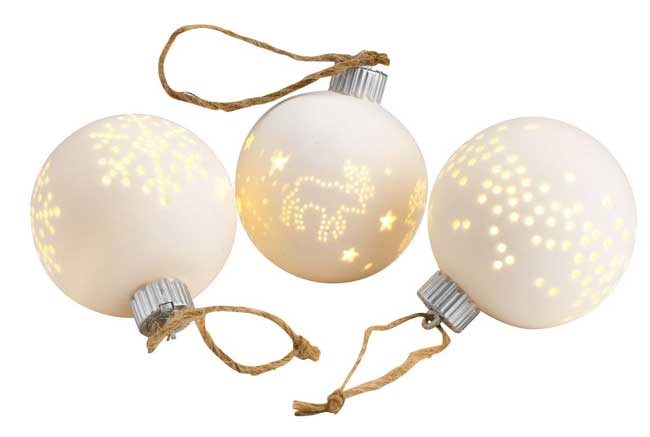 Novogodišnja kugla sa LED svetlom Assorted - detalj