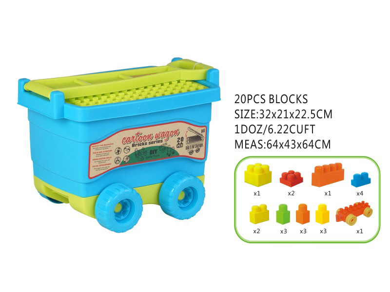 Gyoby Toys Dečije kocke Plastične kocke PLAVA KOLICA 20 delova 876022 - detalj