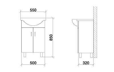 Roper ormarić sa lavaboom IVER 650BX - detalj