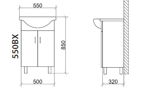 Roper ormarić sa lavaboom Ekonomik 550BX - detalj