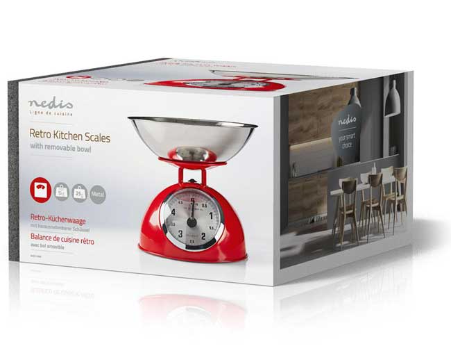 Kuhinjska vaga Nedis Retro Red KASC110RD - detalj