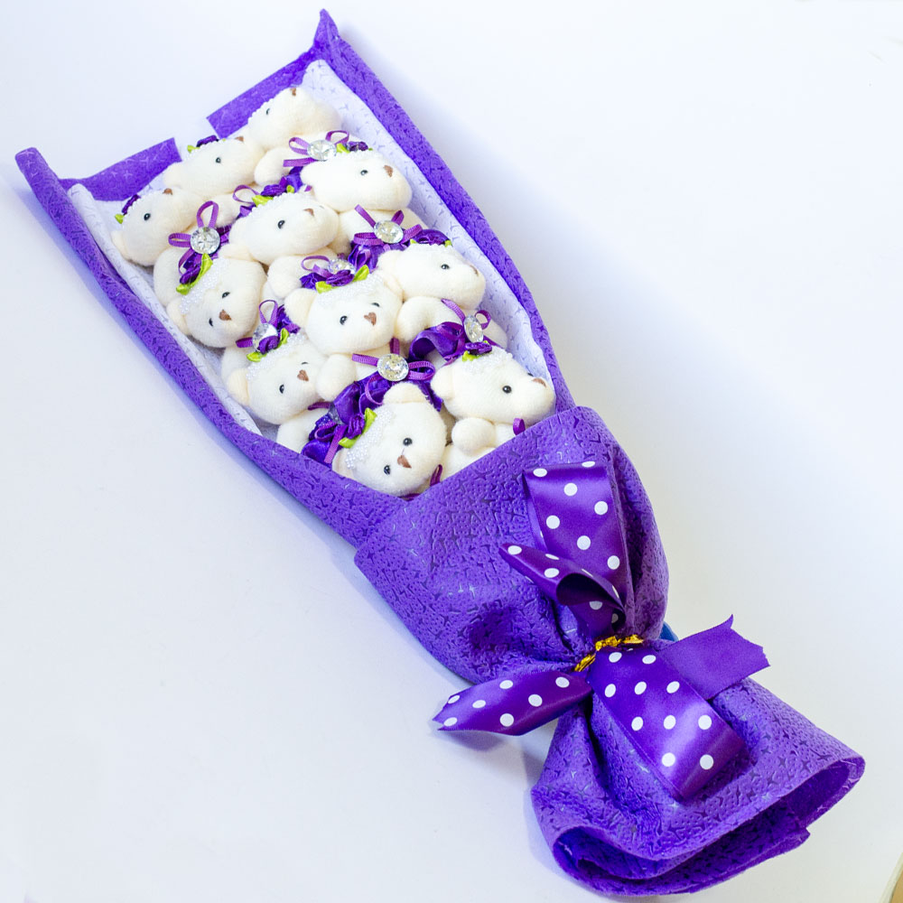 Teddy Bear Buket Ljubičasti - detalj
