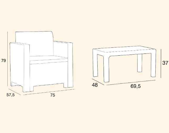 Baštenska Garnitura za 2 Osobe Bica Dakota Terace Graphit - detalj