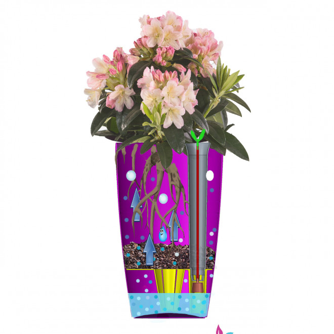 Saksija sa sistemom za zalivanje Diva 20 okrugla bež - detalj