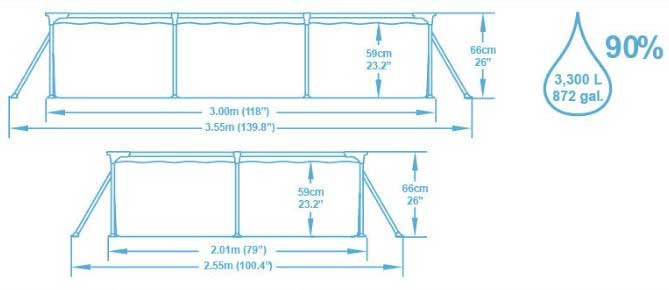 Bestway 56404 Pravougaoni bazen sa čeličnom konstrukcijom 300 x 201 x 66 - detalj