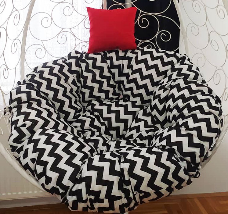 Ljuljaška Jaje - Metalna Domestico BLACK sa jastukom CIK CAK - detalj