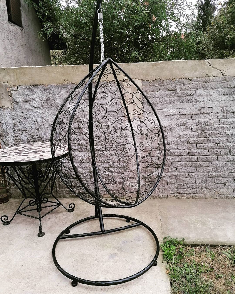 Jaje Ljuljaška Metalna Domestico WHITE - Bez Jastuka - detalj