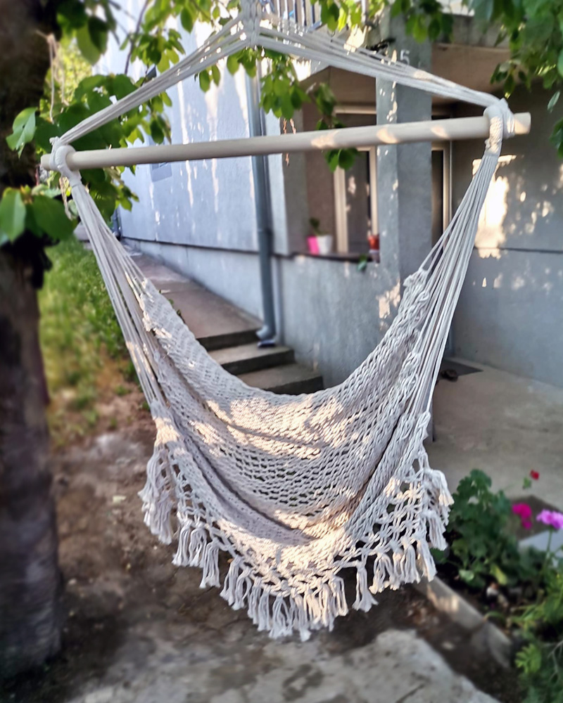 Pletena makrame ljuljaška Acadia - detalj