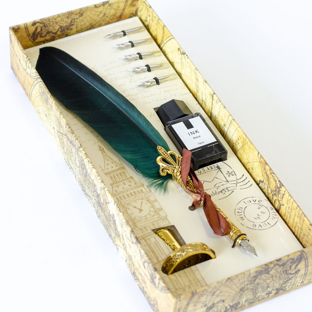 Set za kaligrafiju i pisanje Tamno Zeleno Pero - detalj