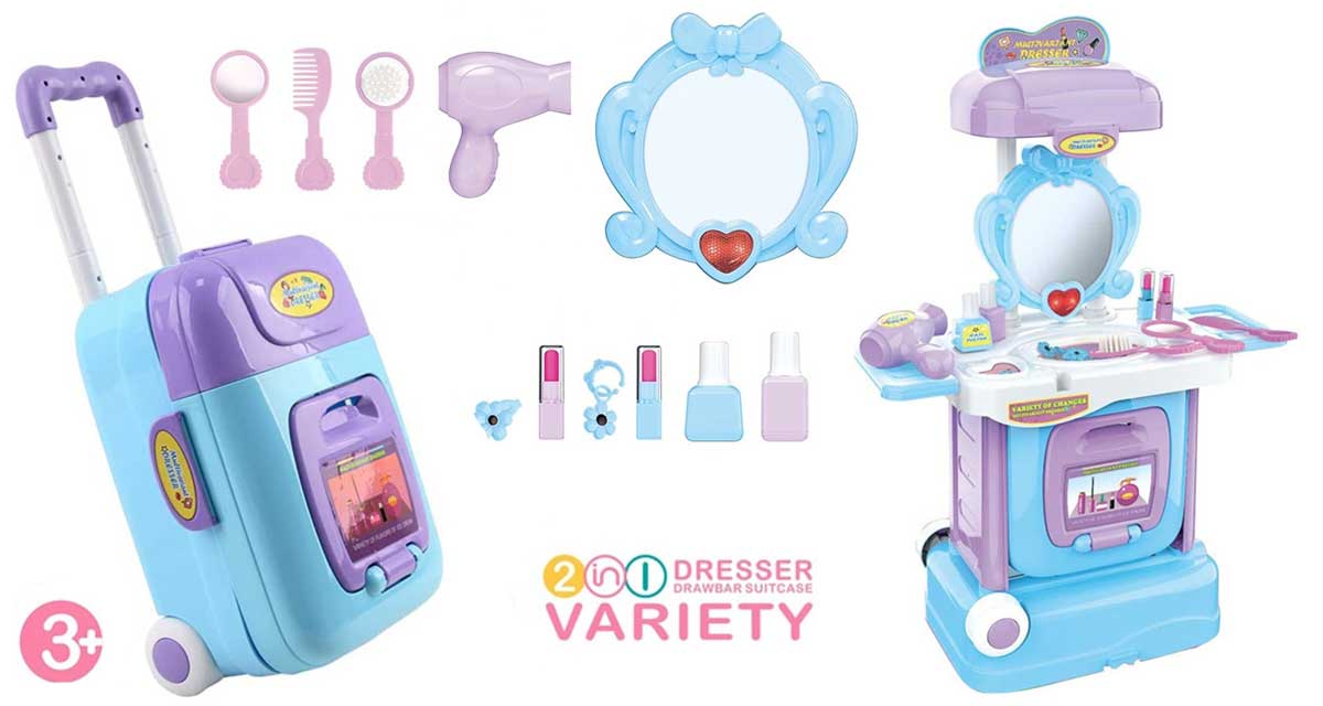 Dečiji set za igru 2u1 Kofer i toaletni sto za ulepšavanje - detalj