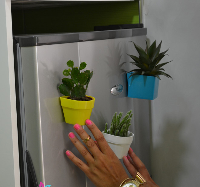 Saksija sa magnetom Magnetika ø6 - žuta - detalj