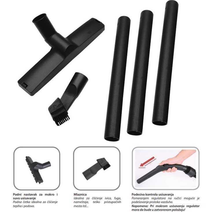 Usisivač za suvo i mokro usisavanje 20L 1400W USM8214-20 - pogled 4