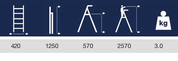 Aluminijumske merdevine sa dva stepenika i platformom CXT06-03 - pogled 4