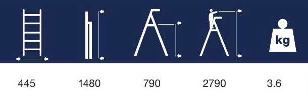 Aluminijumske merdevine sa tri stepenika i platformom CXT06-04 - pogled 4
