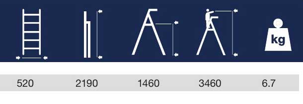 Aluminijumske merdevine sa 6 stepenika i platformom CXT06-07 - pogled 4